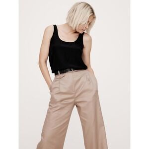 NWT Banana Republic Essential Silk Tank XL‎ Black Sleeveless Relax Blouse Top